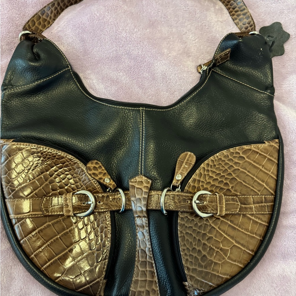 Chic Black and Brown Hobo Bag